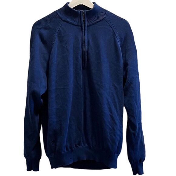 Ashworth Other - Ashworth Performance Sweater Mens Medium Blue Pima Cotton Quarter Zip Mock Neck